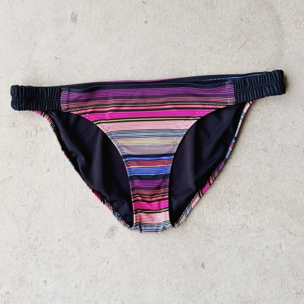 ATHLETA Capri Stripe Side Smocked Swim Bottom Size Large